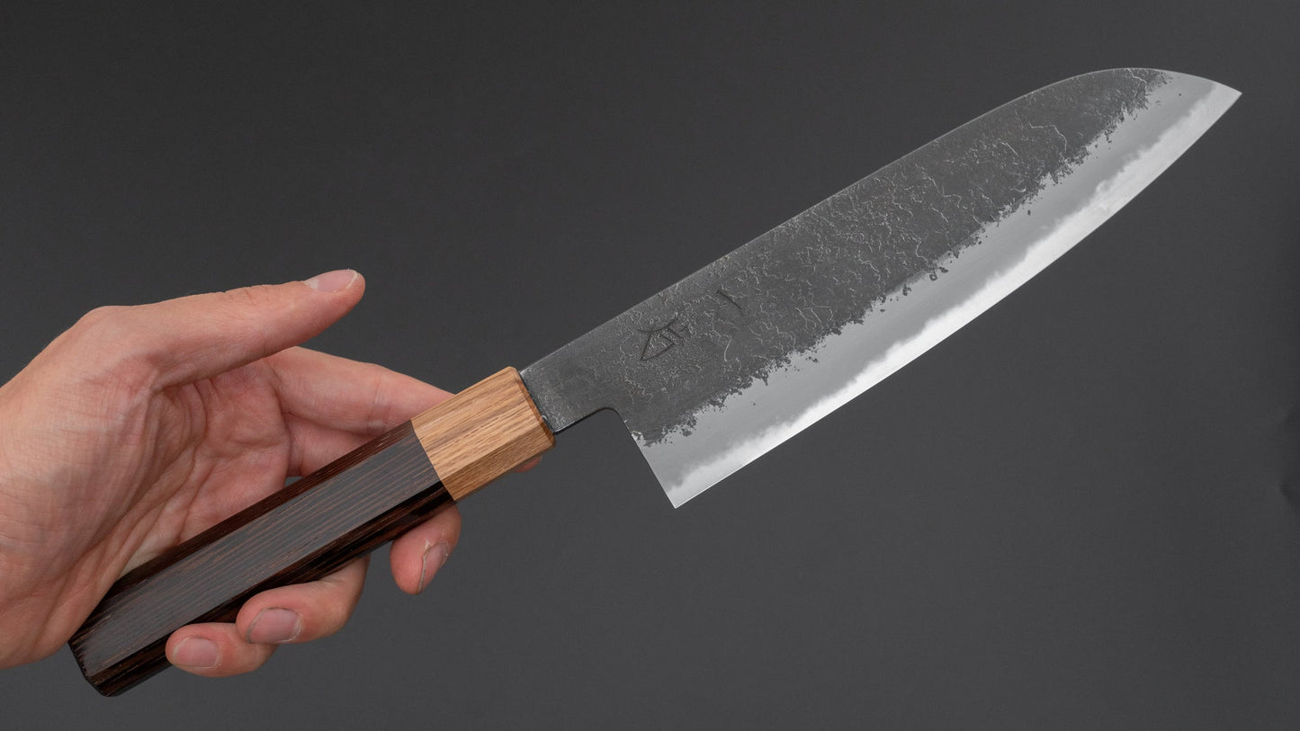 Hitohira Hinode Nashiji Wit #2 Santoku 180 mm wengé/eiken handvat