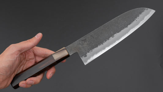 Hitohira Hinode Nashiji Wit #2 Santoku 180 mm ebbenhouten handvat (witte hoorn)