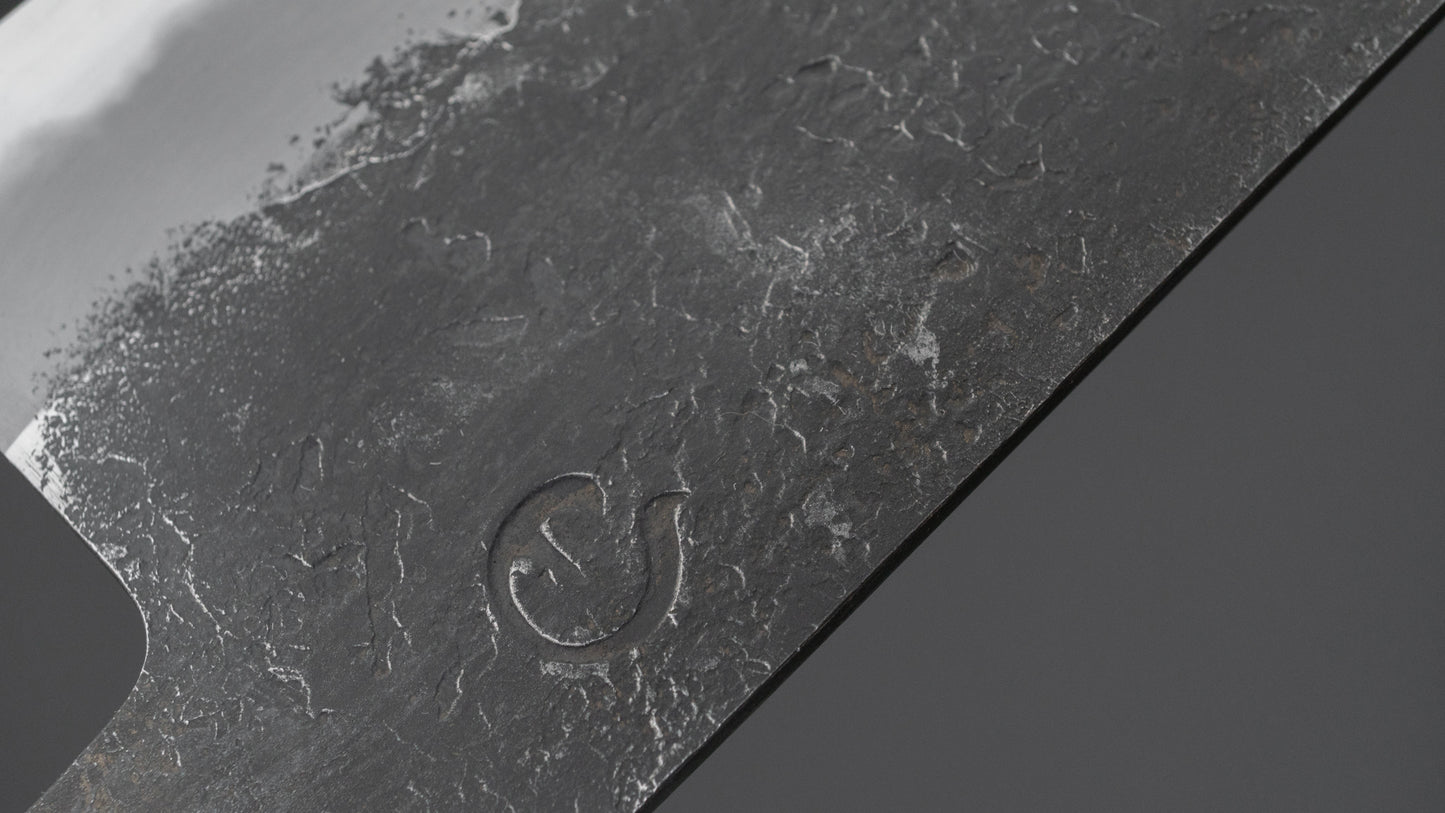 Hitohira Hinode Nashiji White #2 Santoku 180mm Ebony Handle (White Horn)