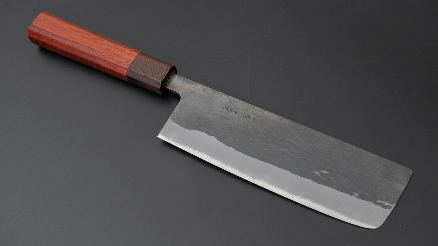 Hitohira TD Blue #2 roestvrij beklede Kurouchi Nakiri 165 mm Padauk-handgreep