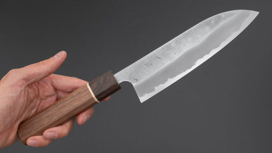 Hitohira YG Nashiji Wit #2 Santoku 165 mm walnoot handvat (Ziricote ferrule)