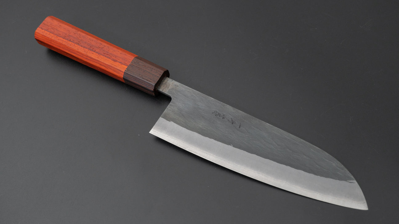 Hitohira TD Blue #2 Stainless Clad Kurouchi Santoku 165mm Padauk Handle