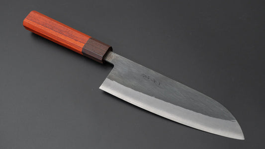 Hitohira TD Blue #2 Stainless Clad Kurouchi Santoku 165mm Padauk Handle