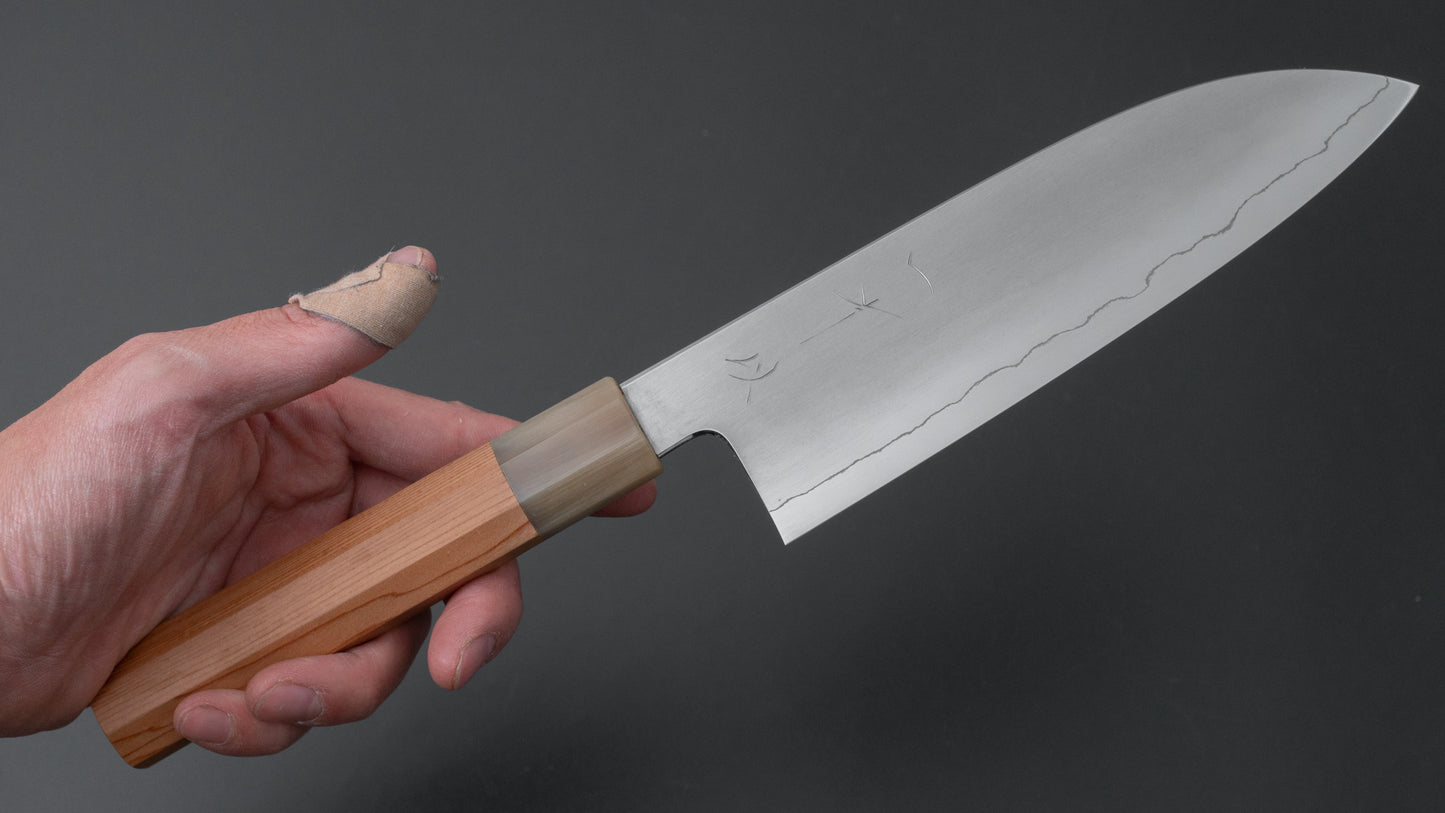 Hitohira Kikuchiyo Izo Silver #3 Santoku Yakusugi Cedar Handle