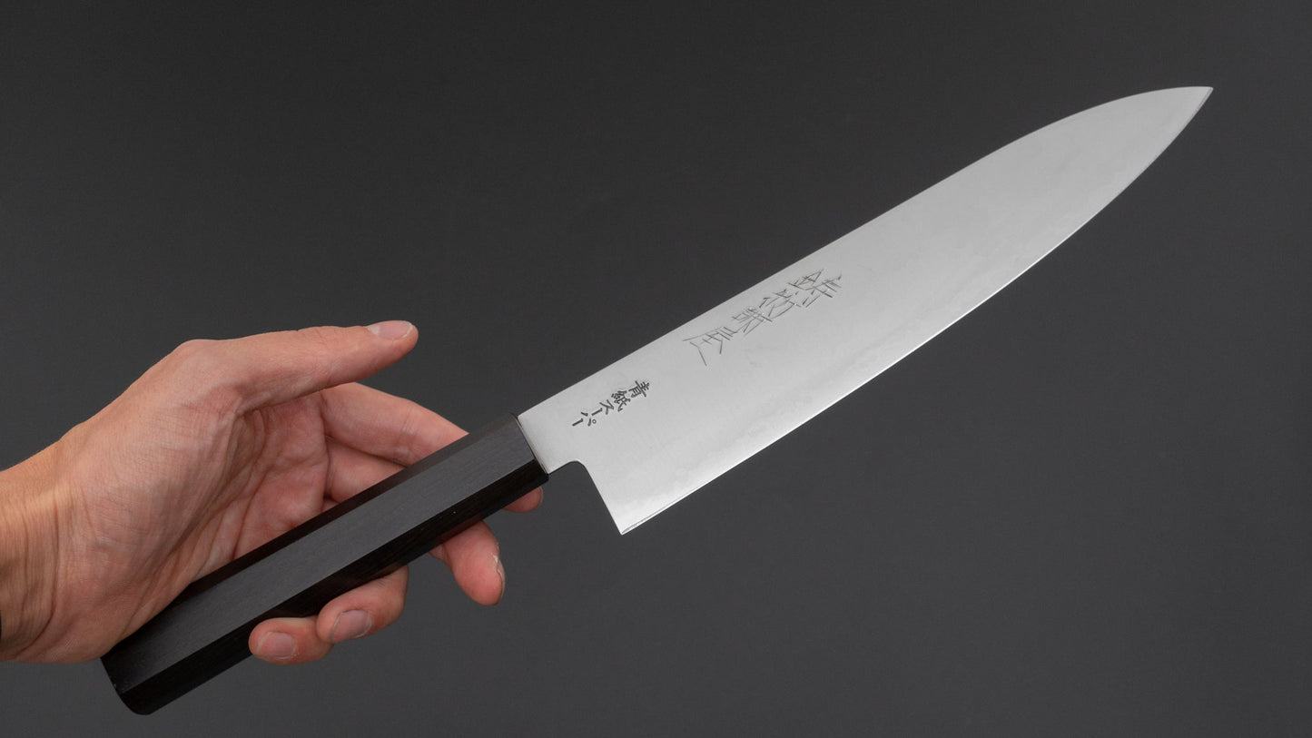 Hitohira Imojiya Blue Super RVS Gyuto 210mm Ebbenhouten Handvat