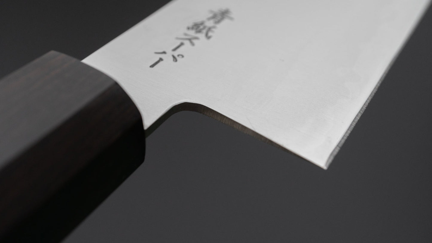 Hitohira Imojiya Blue Super RVS Gyuto 210mm Ebbenhouten Handvat