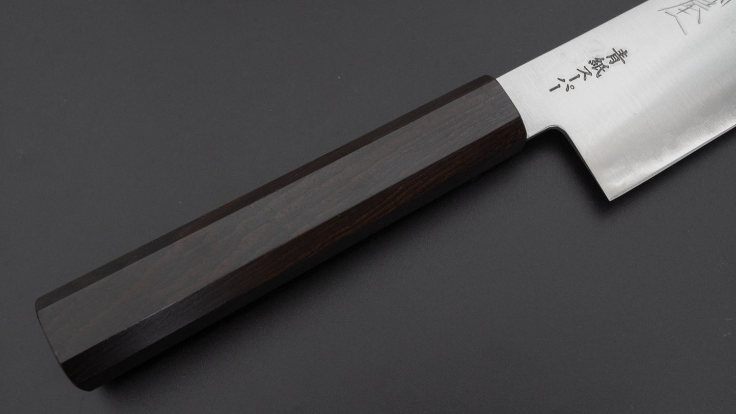 Hitohira Imojiya Blue Super RVS Gyuto 210mm Ebbenhouten Handvat