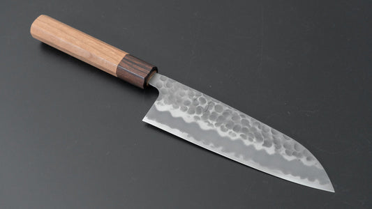 Hitohira Futana Wit #2 Migaki Tsuchime Santoku 170 mm kersenhouten handvat
