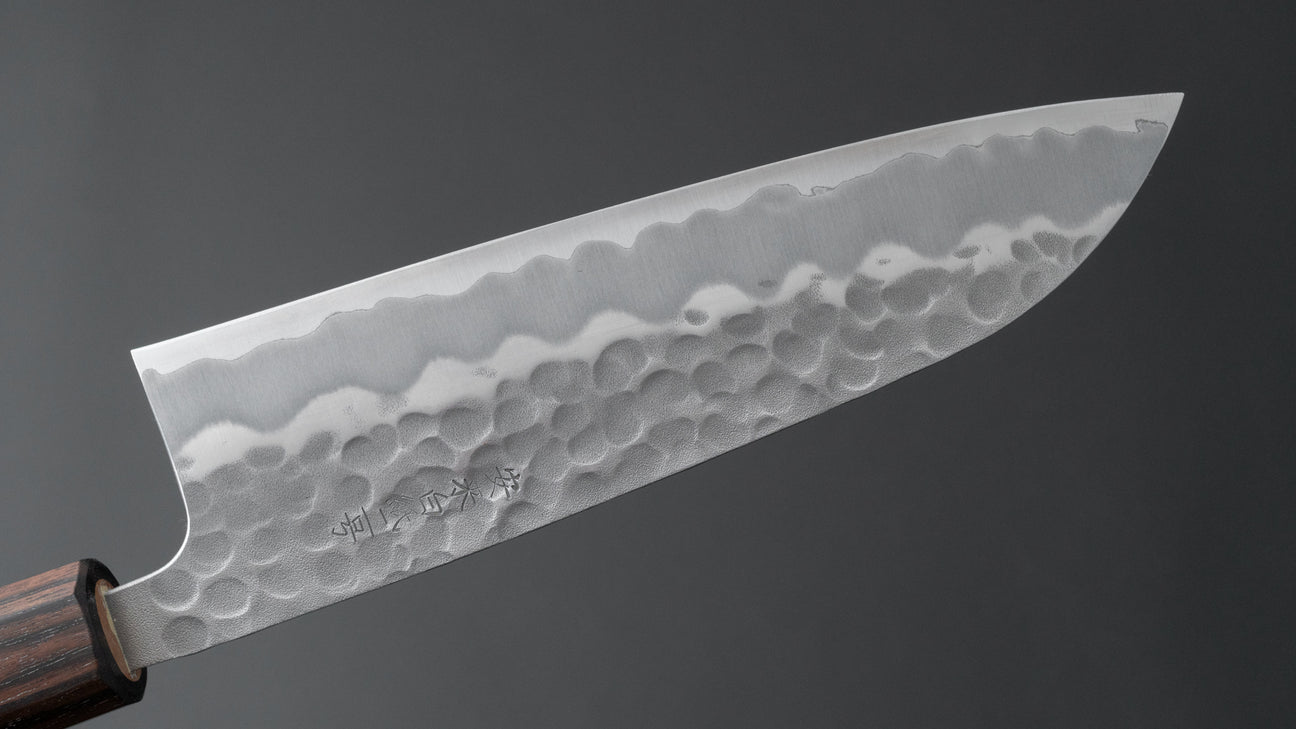 Hitohira Futana White #2 Migaki Tsuchime Santoku 170mm Cherry Wood Handle