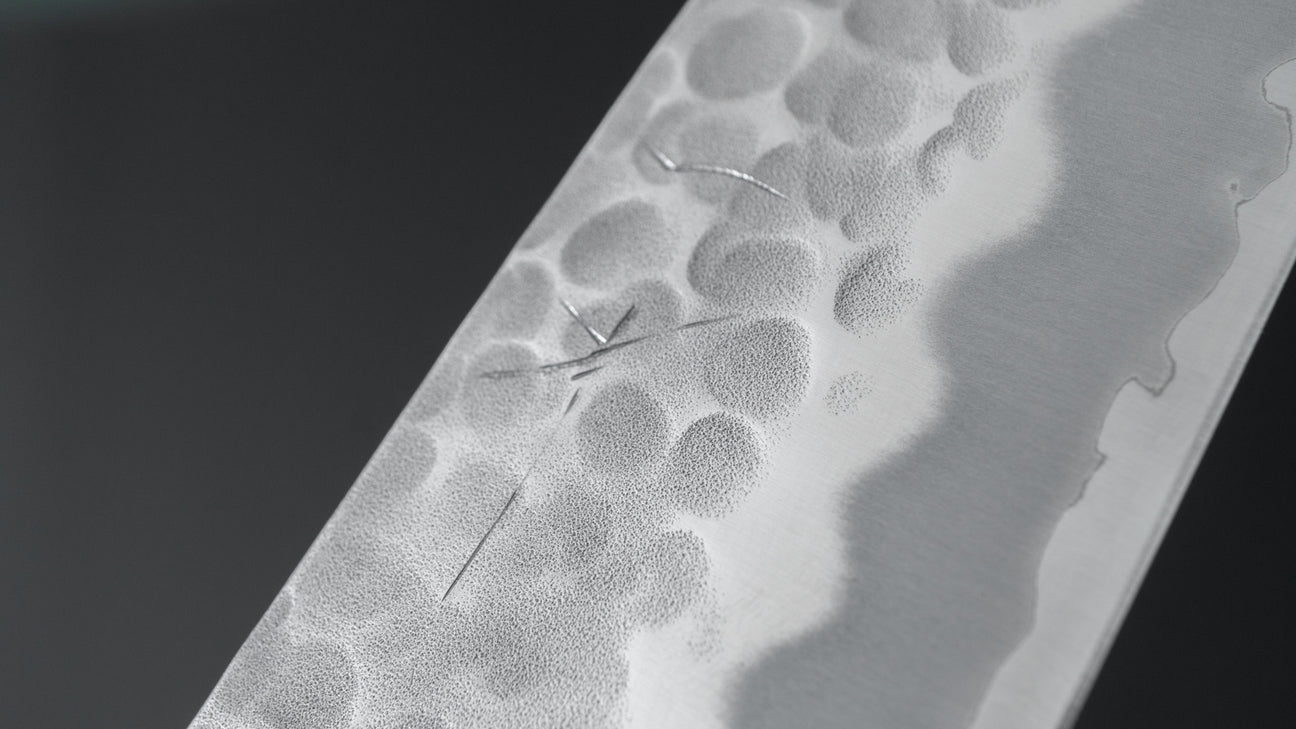 Hitohira Futana White #2 Migaki Tsuchime Santoku 170mm Cherry Wood Handle