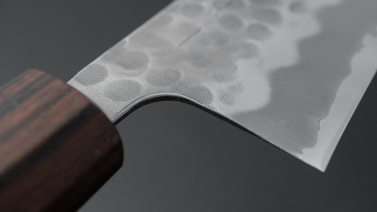 Hitohira Futana White #2 Migaki Tsuchime Santoku 170mm Cherry Wood Handle