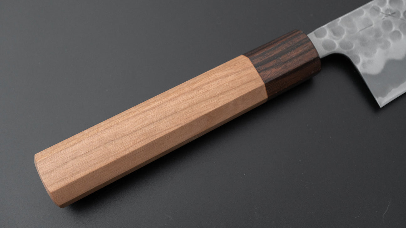 Hitohira Futana White #2 Migaki Tsuchime Santoku 170mm Cherry Wood Handle