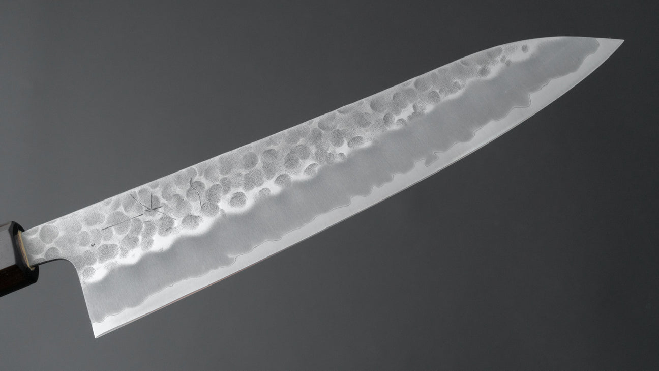 Hitohira Futana White #2 Migaki Tsuchime Gyuto 210mm Cherry Wood Handle