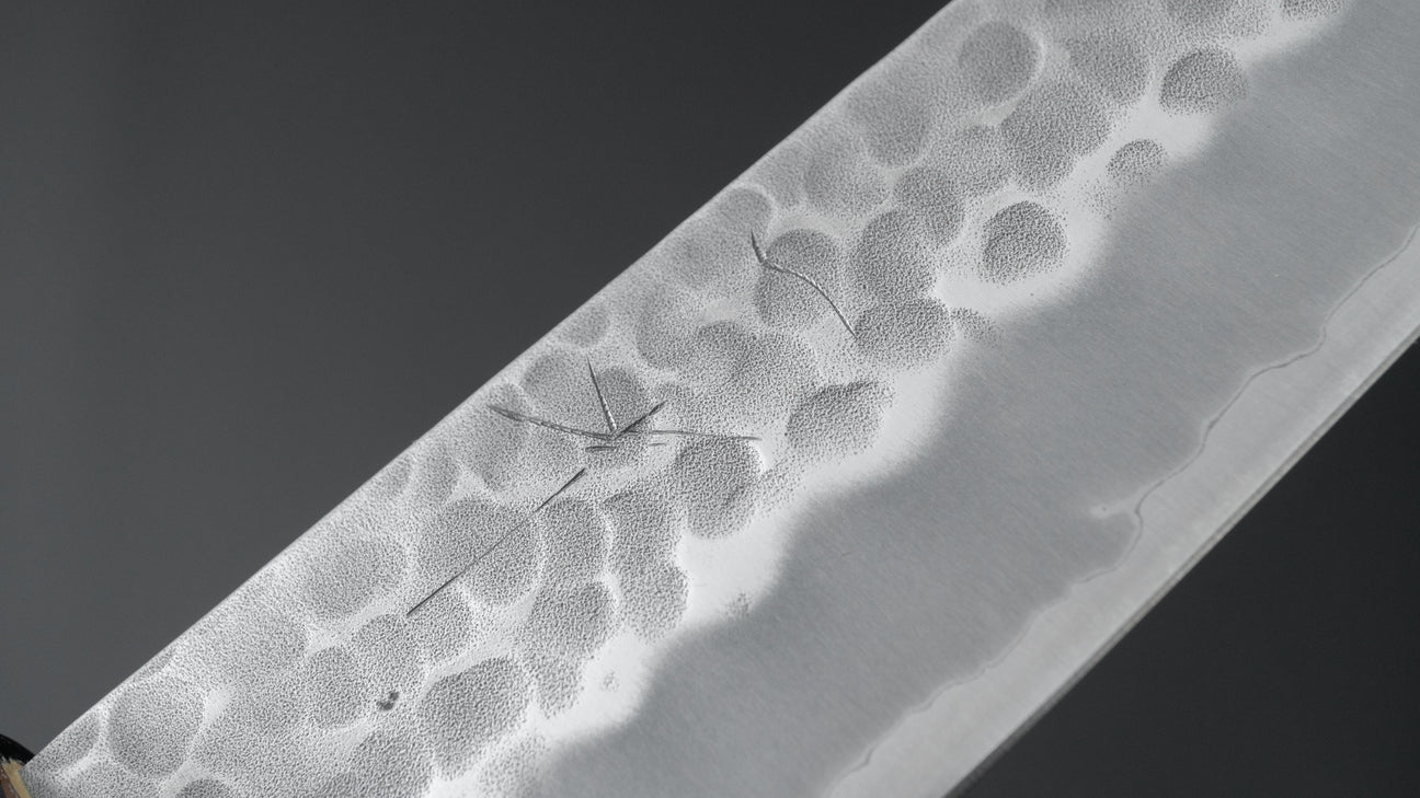 Hitohira Futana White #2 Migaki Tsuchime Gyuto 210mm Cherry Wood Handle