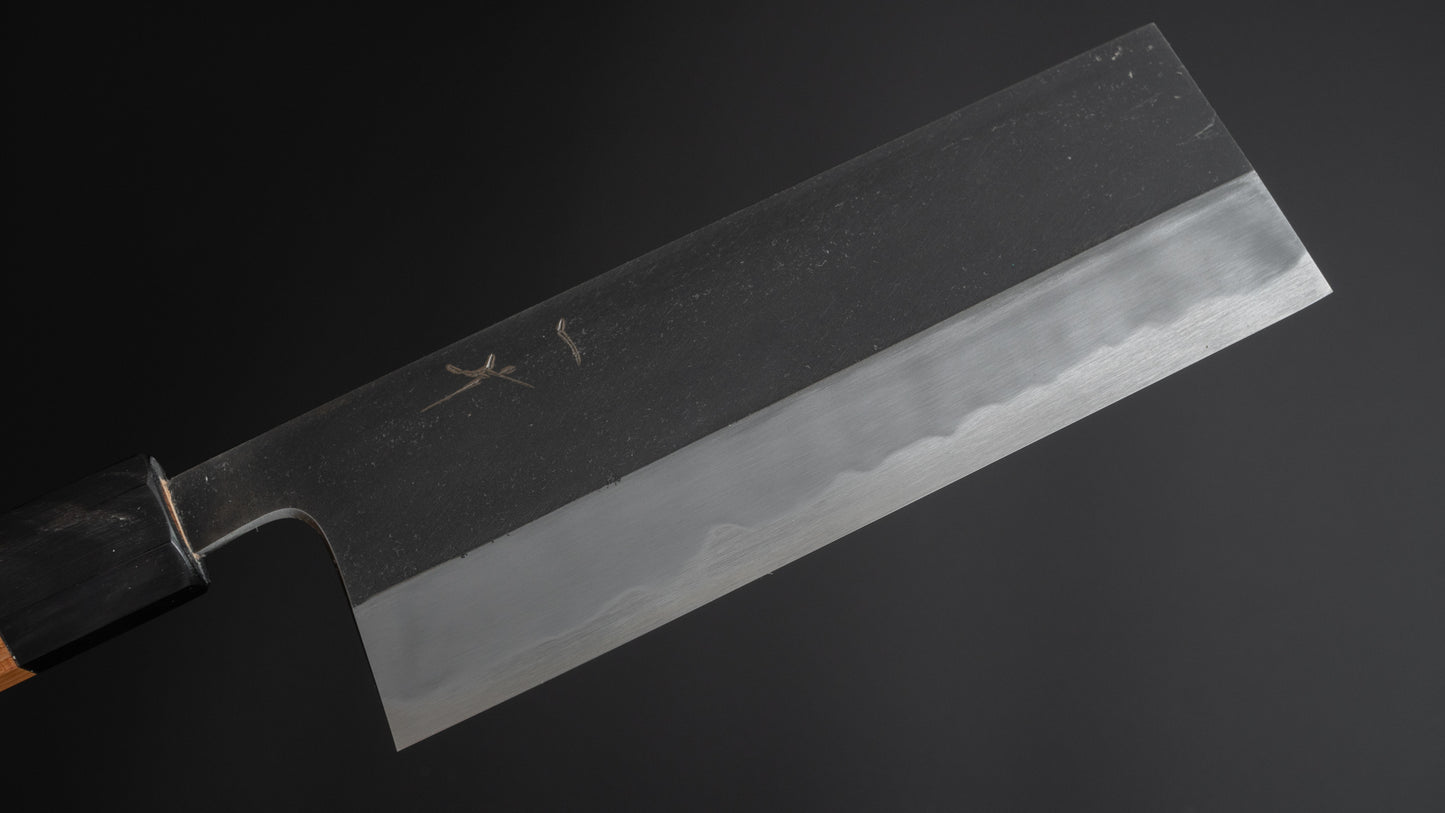 Hitohira Tanaka Kyuzo Blue #1 Kurouchi Nakiri 180mm Yakusugi Cedar Handle (Kaku)