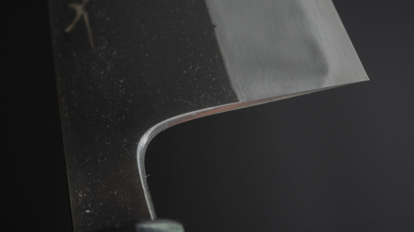 Hitohira Tanaka Kyuzo Blue #1 Kurouchi Nakiri 180mm Yakusugi Cedar Handle (Kaku)