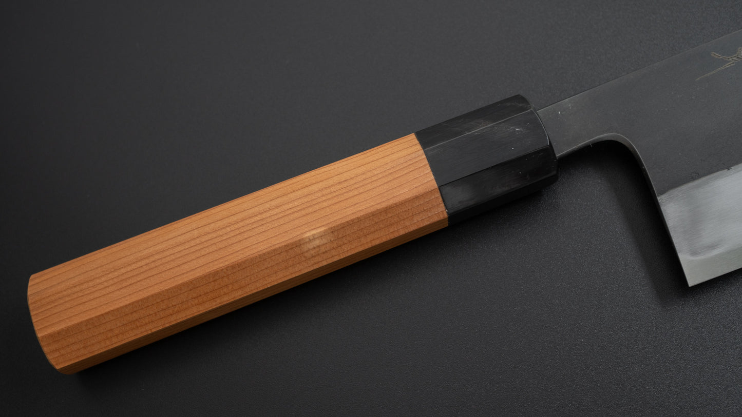 Hitohira Tanaka Kyuzo Blue #1 Kurouchi Nakiri 180mm Yakusugi Cedar Handle (Kaku)