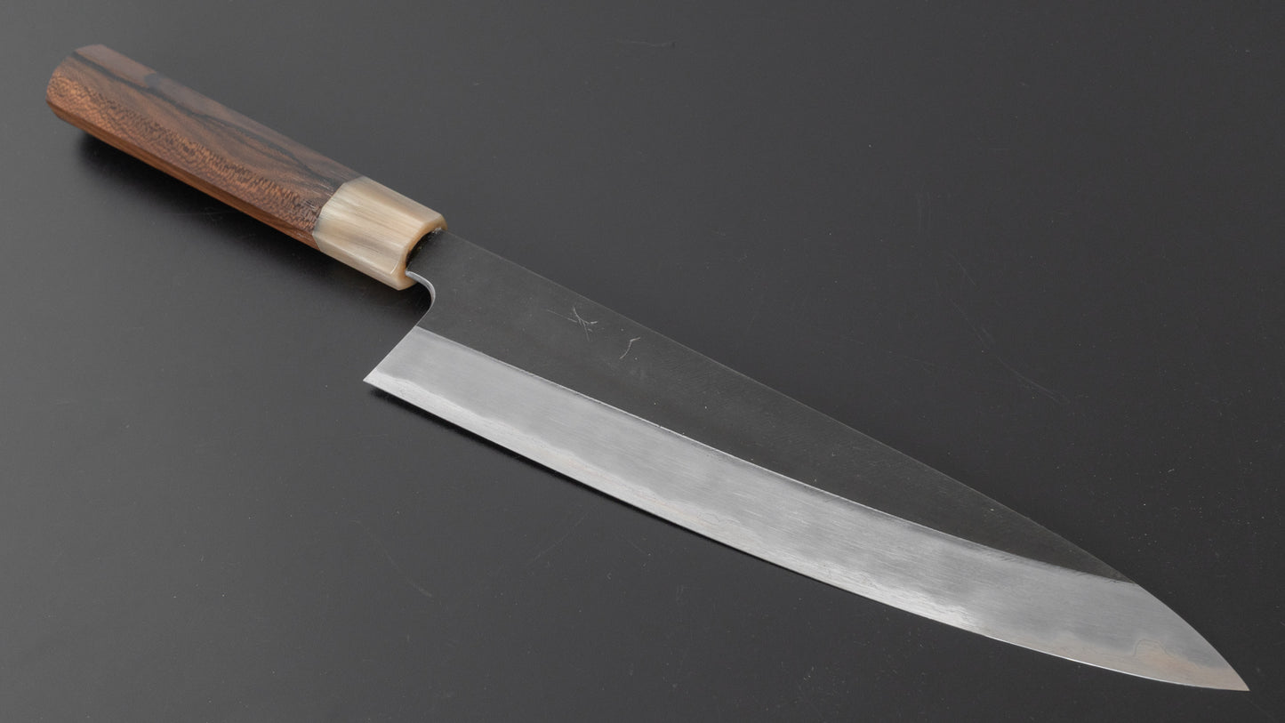Hitohira Tanaka Kyuzo Vintage Swedish Carbon Kurouchi Gyuto 240mm Ziricote Handle (Saya)