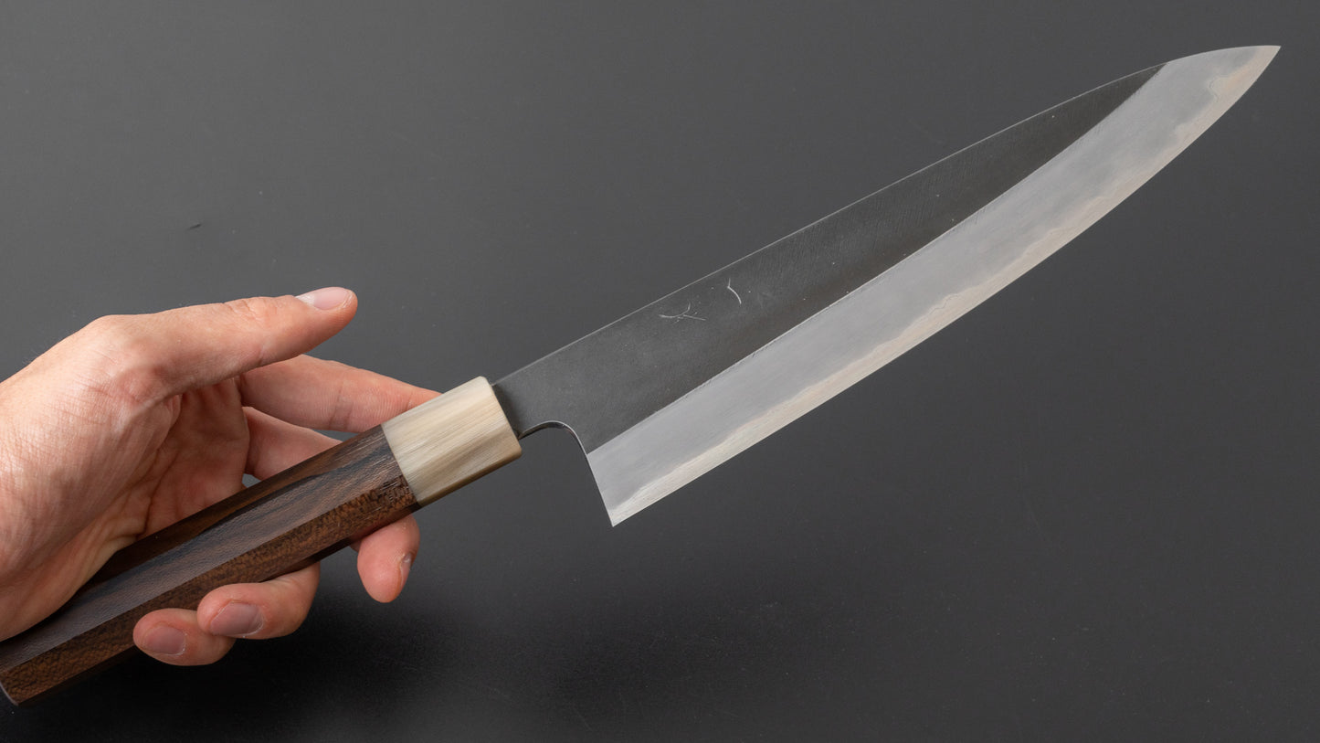 Hitohira Tanaka Kyuzo Vintage Swedish Carbon Kurouchi Gyuto 240mm Ziricote Handle (Saya)
