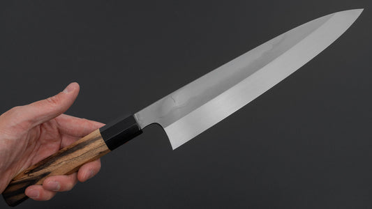 Hitohira Togashi White #1 Notaremon Mizu Honyaki Gyuto 240mm Kurokaki Persimmon Handle (#136/ Saya)