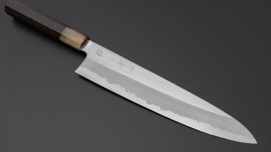 Hitohira Kikuchiyo Ren Wit #2 Gyuto 240 mm ebbenhouten handvat