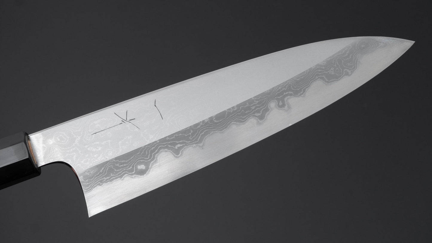 Hitohira Togashi White #1 Damascus Gyuto 210mm Burnt Yakusugi Handle