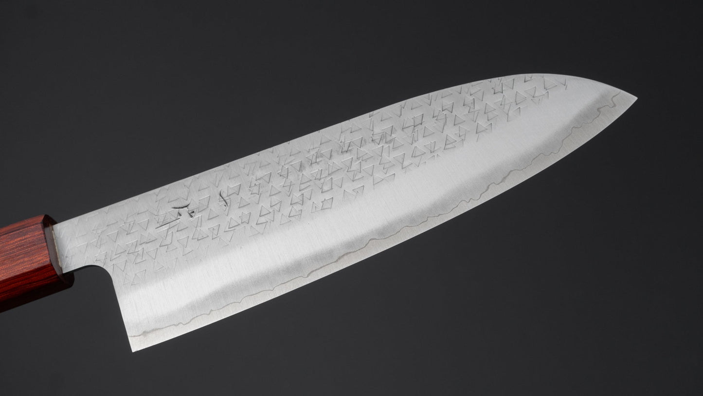 Hitohira Echizen SG2 Tsuchime Santoku 170 mm walnoot handvat