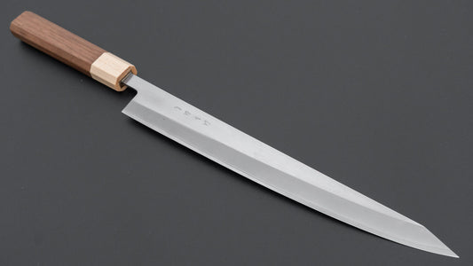 Hitohira TD SLD Migaki Sujihiki 270mm Walnoot heft
