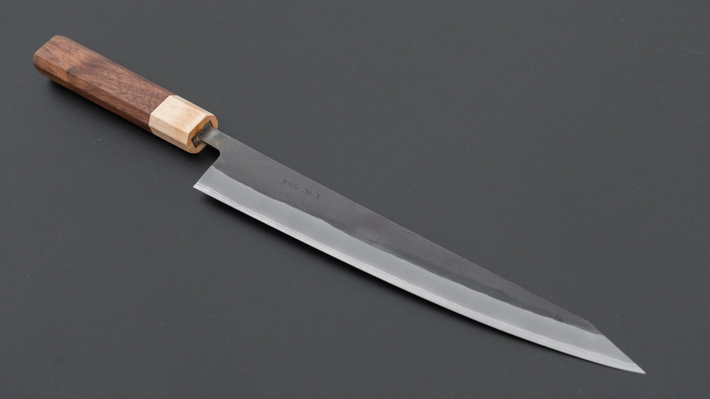 Hitohira TD Blue #2 Stainless Clad Kurouchi Sujihiki 240mm Walnut Handle