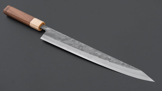 Hitohira TD Blue #2 Stainless Clad Nashiji Sujihiki 270mm Walnut Handle