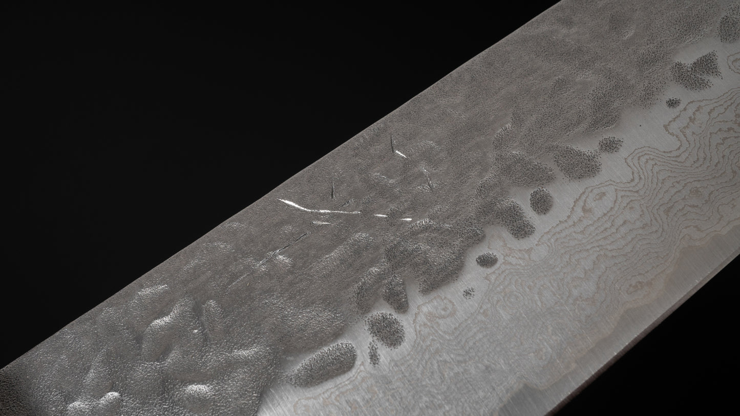 Hitohira Futana Stainless Tsuchime Damascus Gyuto 180mm Cherry Wood Handle