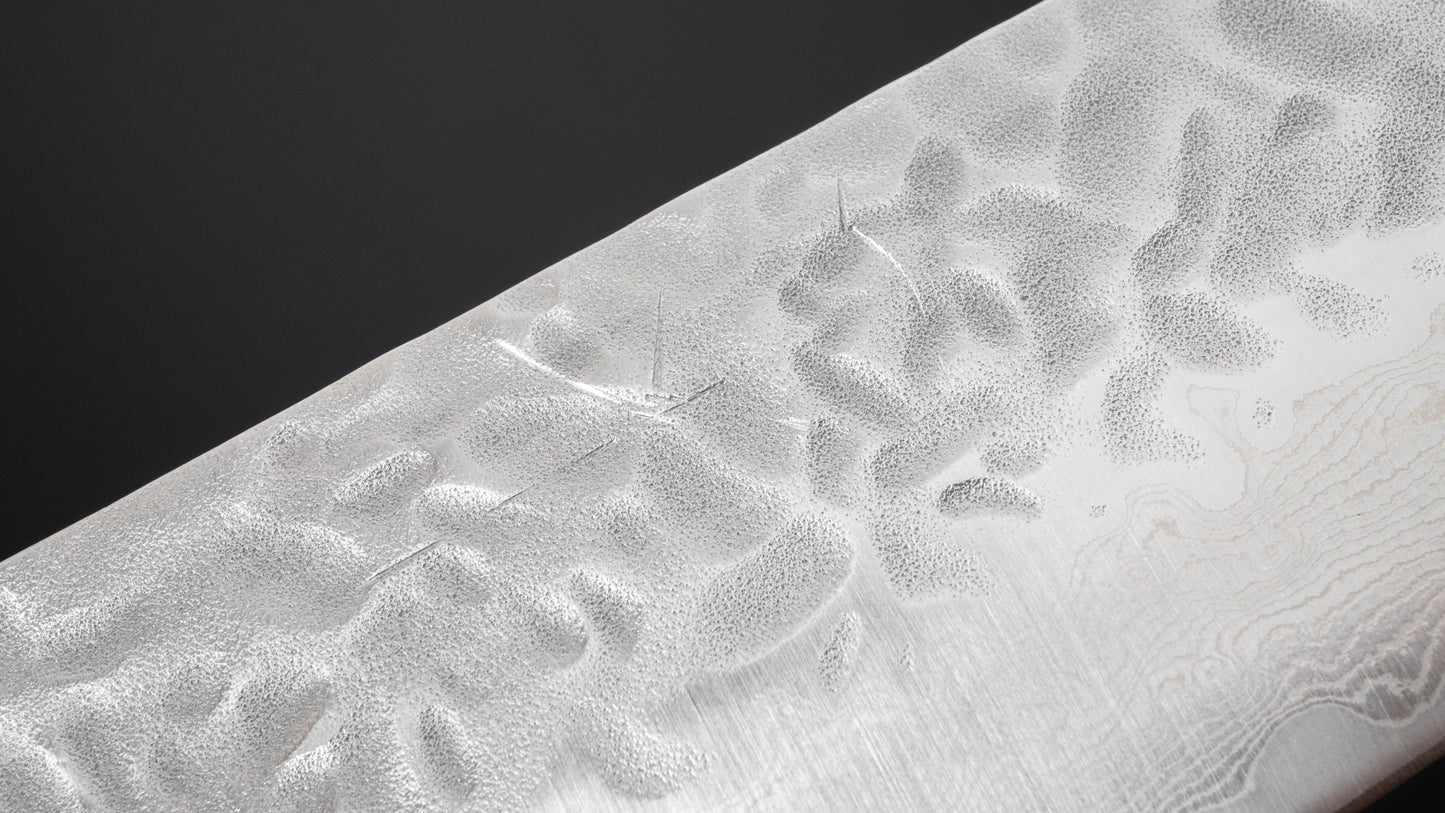 Hitohira Futana Stainless Tsuchime Damascus Bunka Cherry Wood Handle