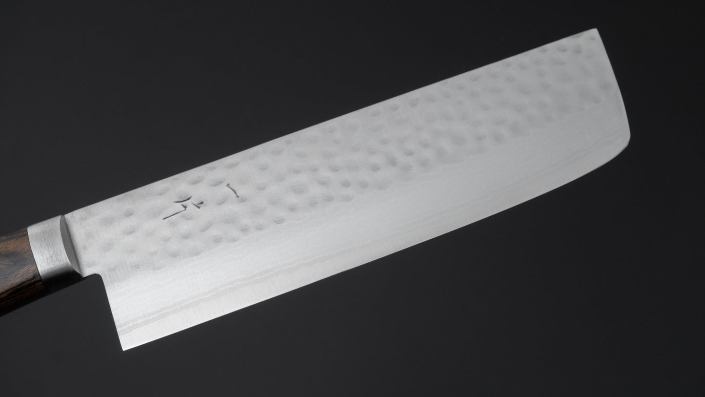 Hitohira NM V10 Tsuchime Damascus Nakiri 165mm Imitation Mahogany Handle