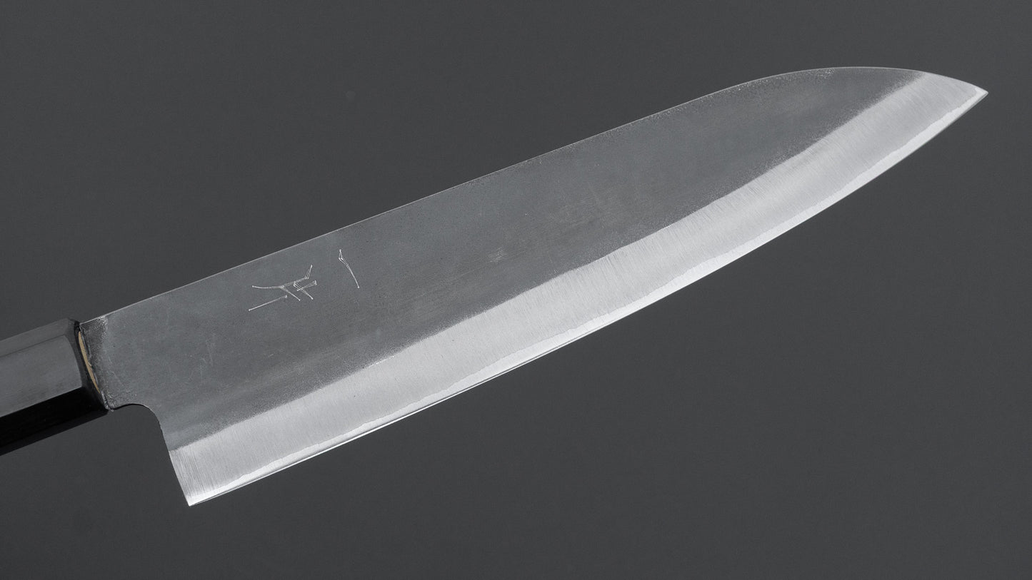 Hitohira Hizen Kurouchi Blue #1 roestvrijstalen gyuto met een handvat van 210 mm en Ho-hout.