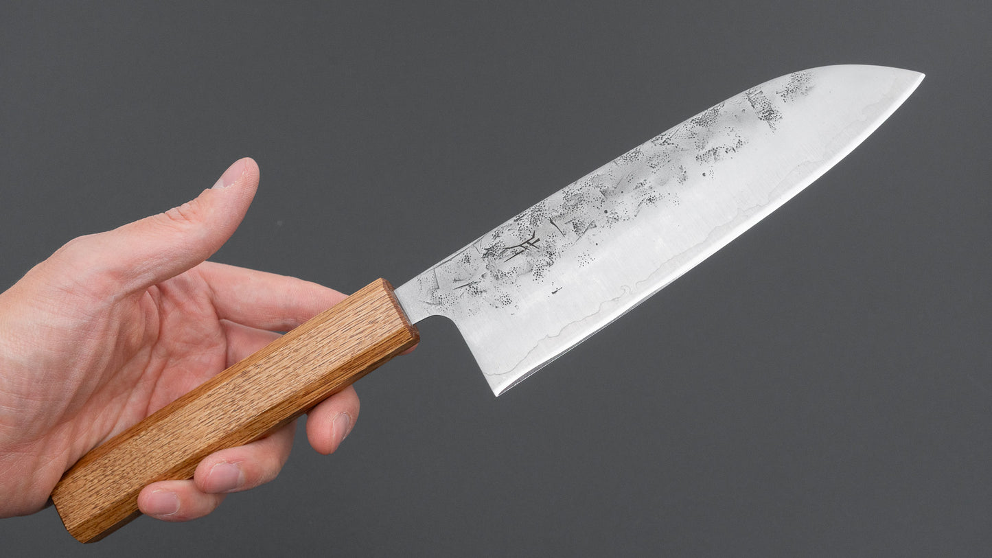 Hitohira Futana SLD Nashiji Santoku 170mm Oak Handle