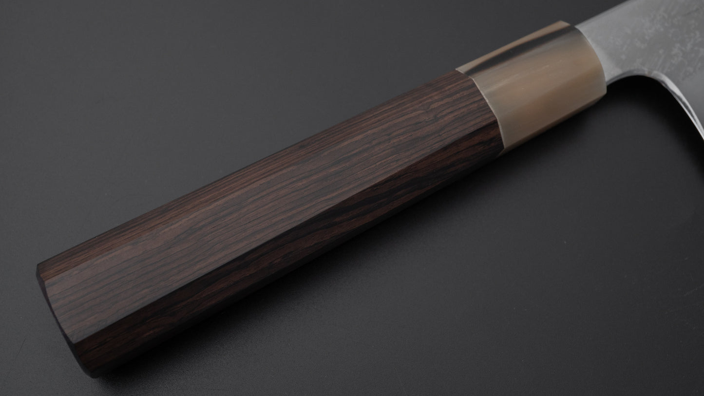 Hitohira Togashi White #1 Damascus Wide-Bevel Kiritsuke Gyuto 24cm Ebony Handle