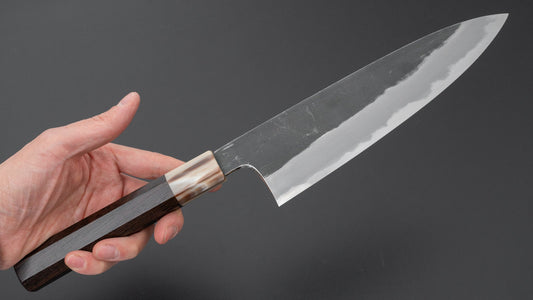 Hitohira Togashi Blue #2 Kurouchi Gyuto 210 mm ebbenhouten handvat