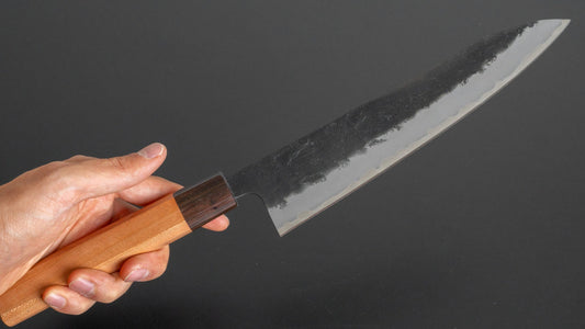 Hitohira Futana SB Kuro Nashiji Gyuto 210 mm kersenhouten handvat 