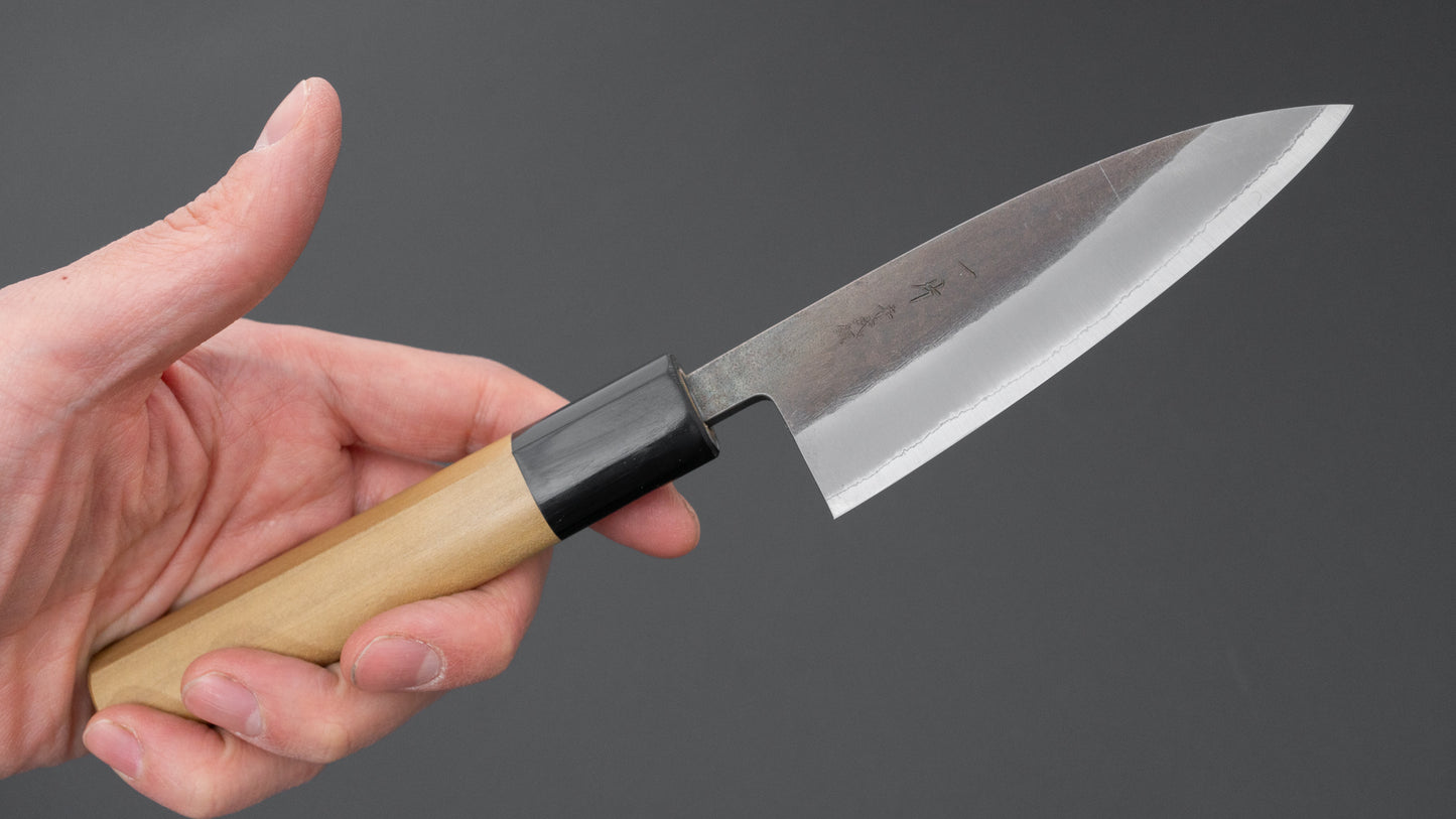 Hitohira TD Blue #2 Stainless Clad Kurouchi Utility 105mm Ho Wood Handle (D-Shape)