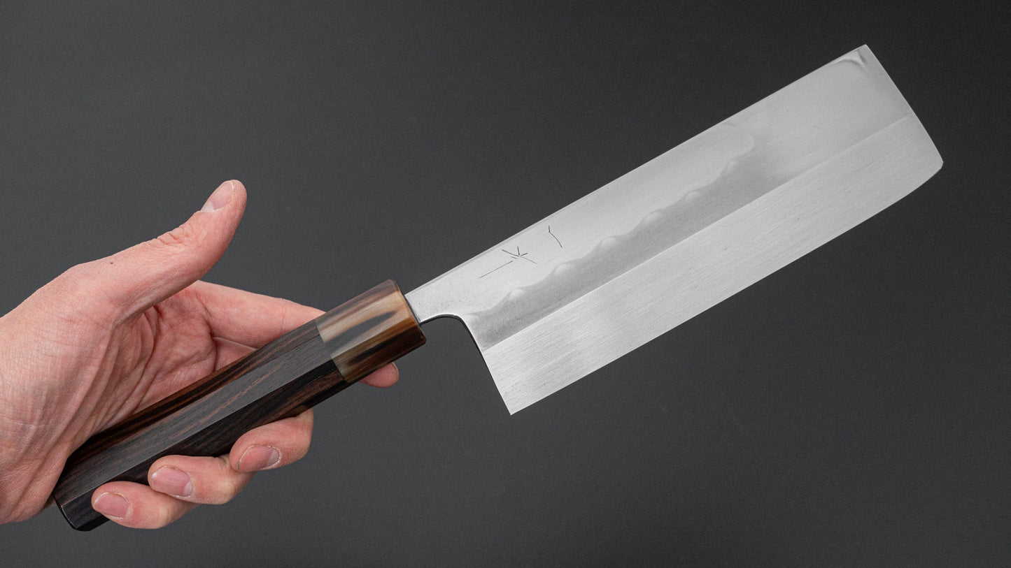 Hitohira Togashi White #1 Notaremon Mizu Honyaki Nakiri Taihei Makassar Ebony Handle (#105/ Saya)