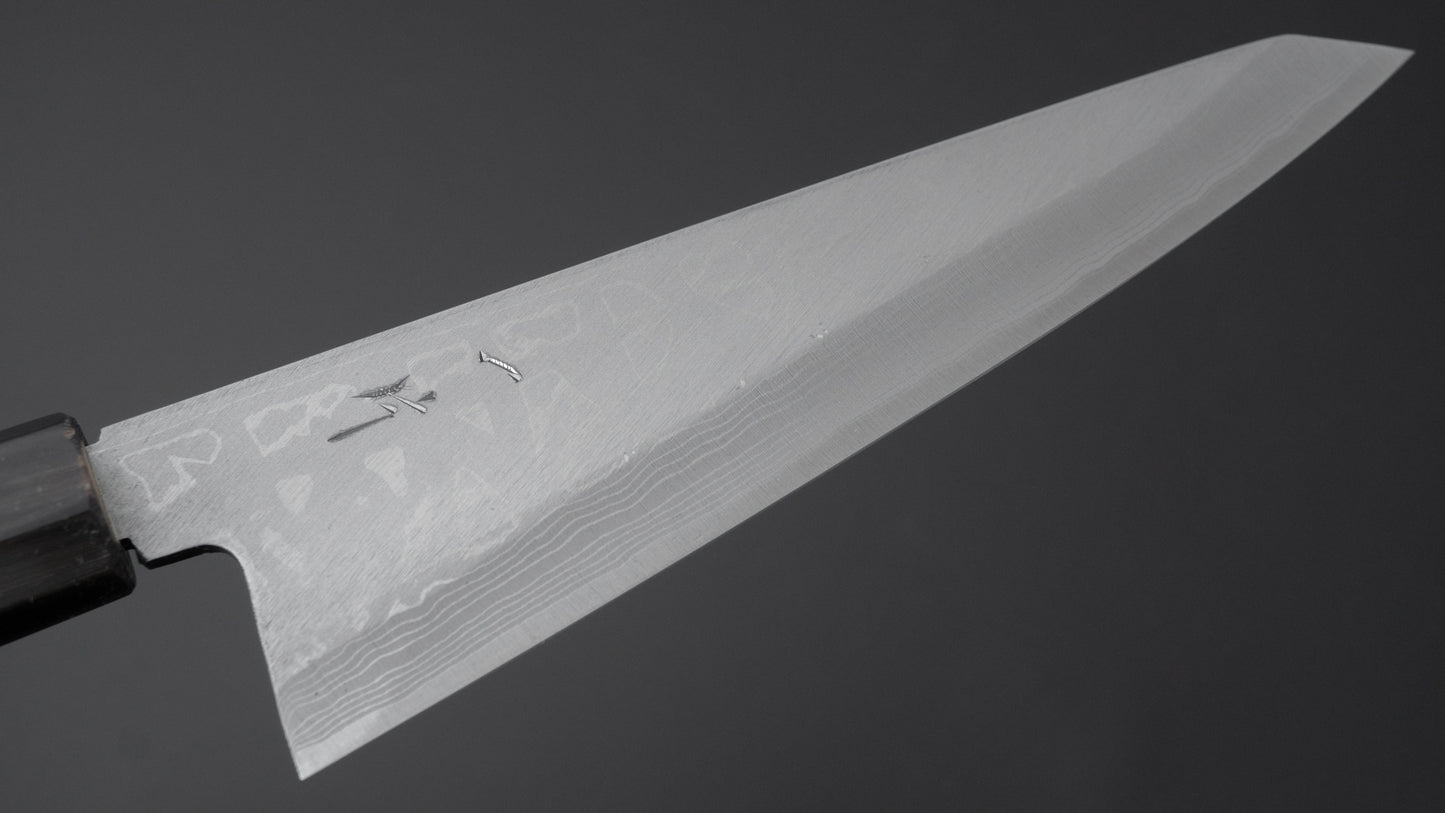 Hitohira White #2 Damascus Single-Bevel Honesuki Kaku 150mm Ho Wood Handle