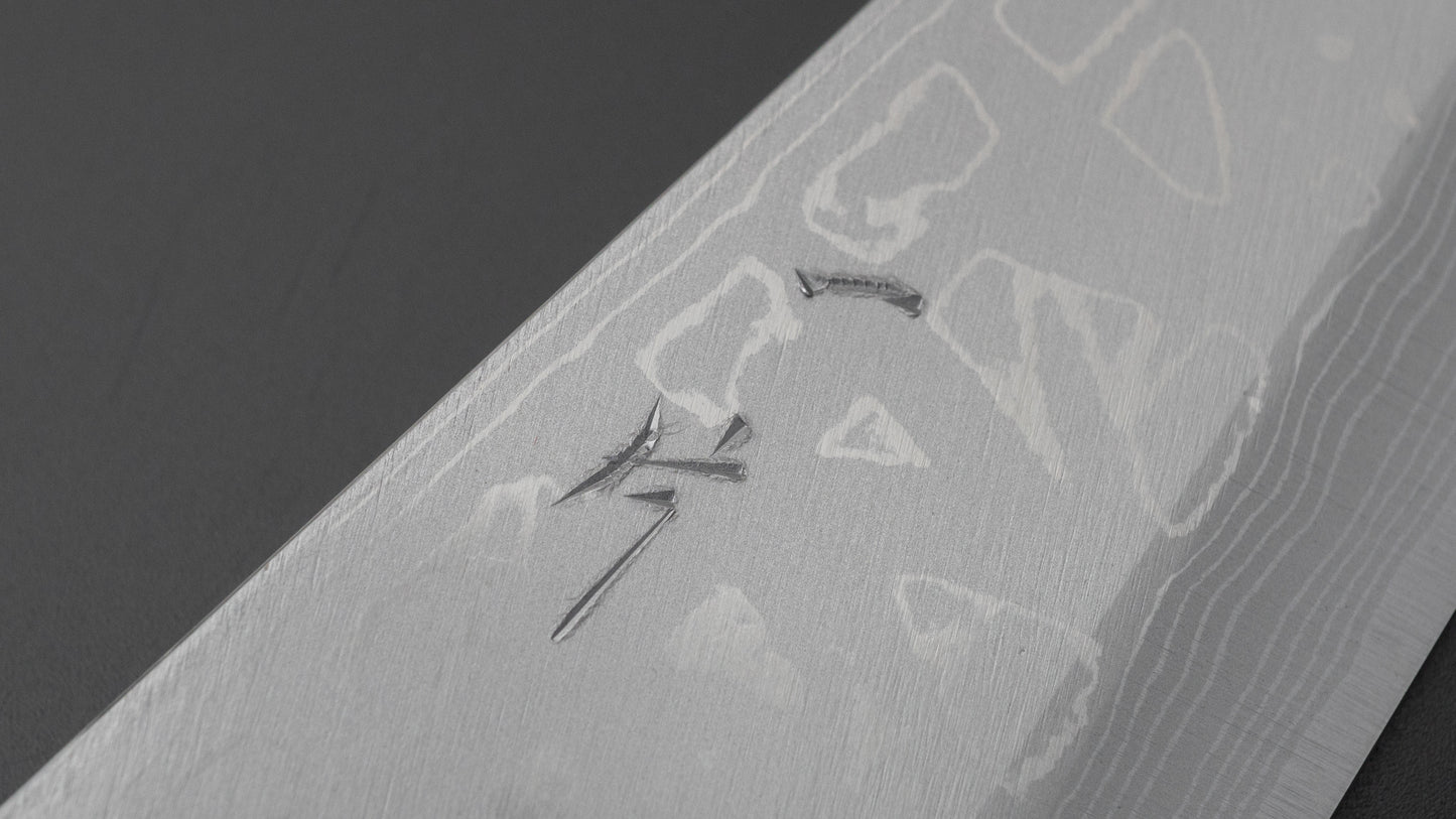 Hitohira White #2 Damascus Single-Bevel Honesuki Kaku 150mm Ho Wood Handle