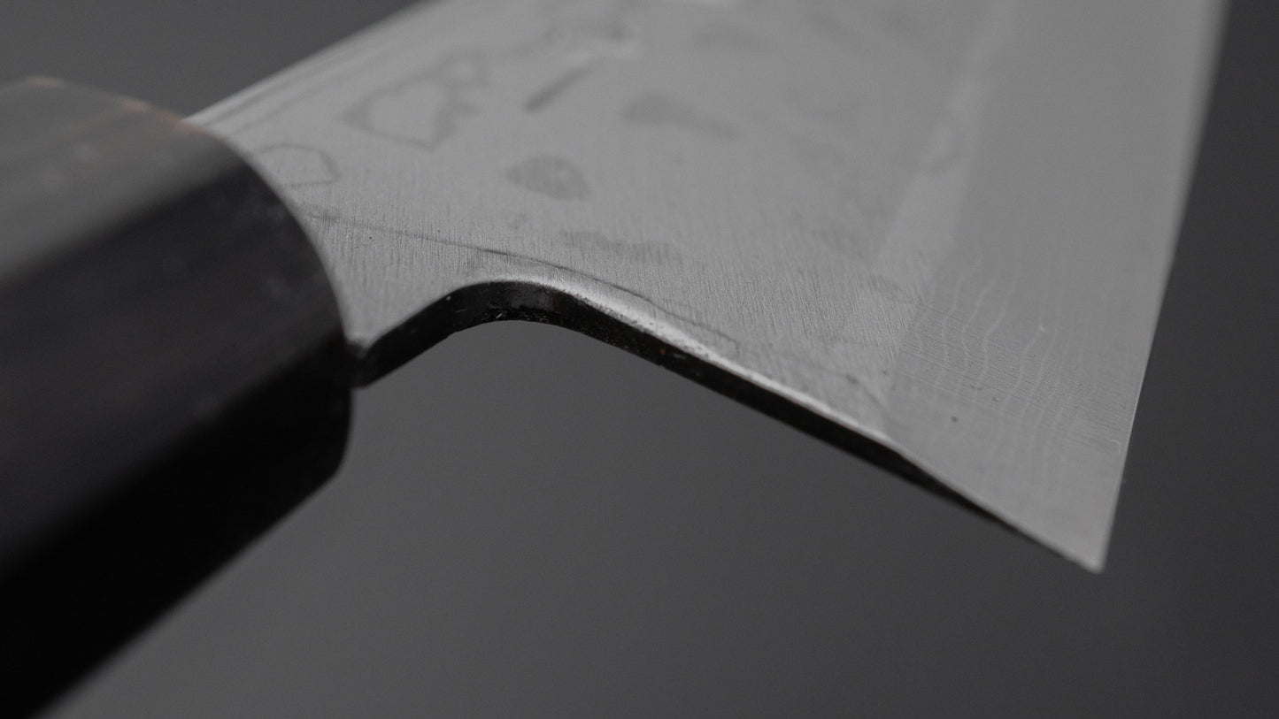 Hitohira White #2 Damascus Single-Bevel Honesuki Kaku 150mm Ho Wood Handle