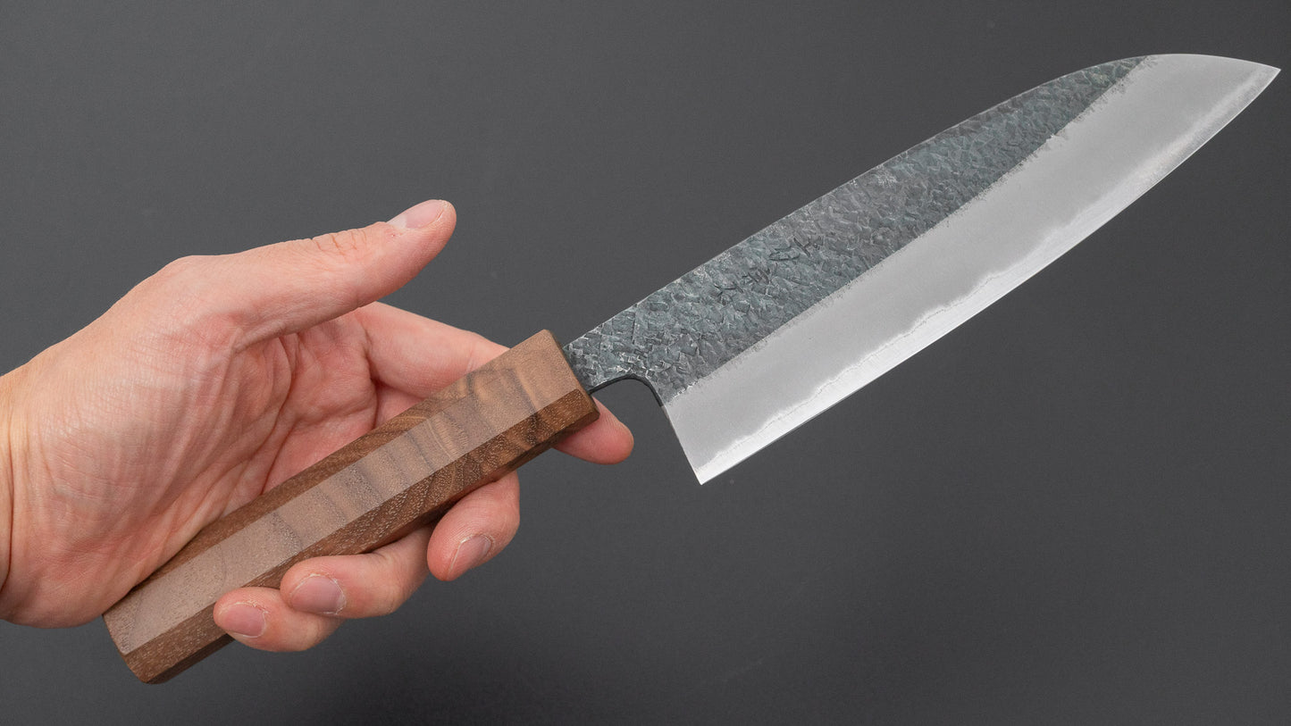Muneishi Blue #2 Tsuchime Santoku 165mm Walnut Handle