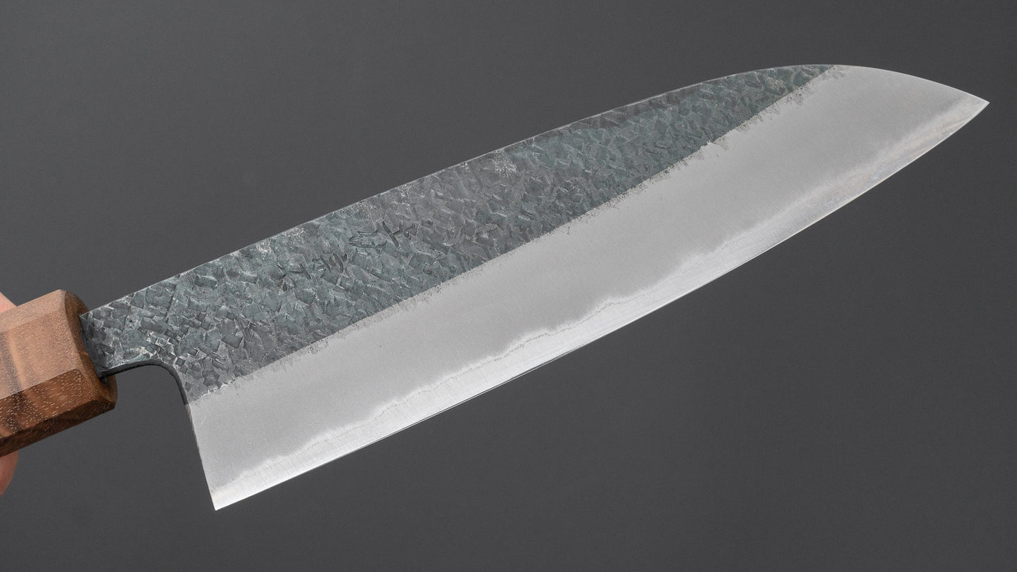 Muneishi Blue #2 Tsuchime Santoku 165mm Walnut Handle