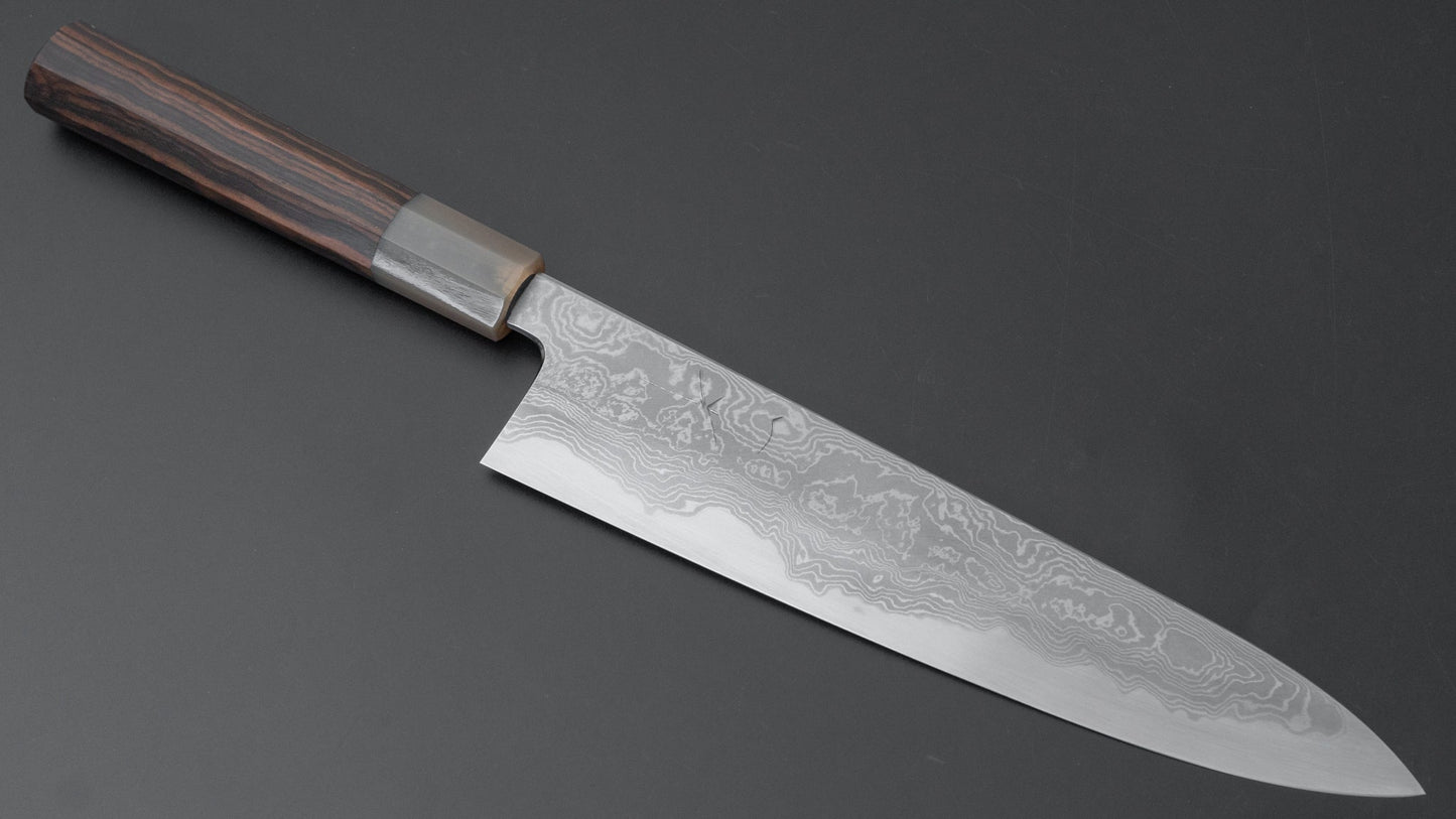 Hitohira Tanaka Kyuzo Blue #1 Damascus Gyuto 240mm Taihei Makassar Ebony