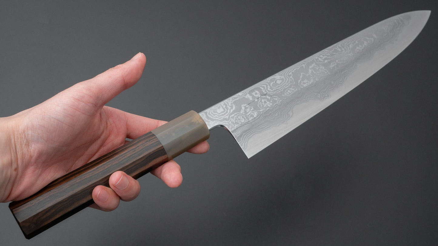 Hitohira Tanaka Kyuzo Blue #1 Damascus Gyuto 240mm Taihei Makassar Ebony