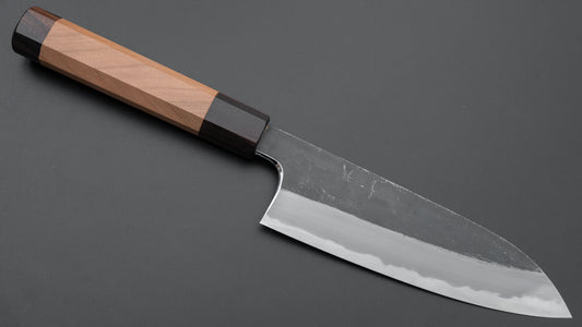 Hitohira Togashi Blue #2 Kurouchi Santoku kersenhouten handvat (ebbenhouten uiteinde)