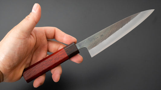 Hitohira TD Blue #2 Stainless Clad Kurouchi Petty 150mm Padauk Handle