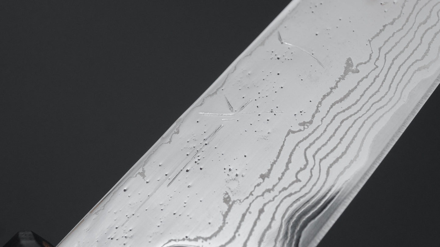 Hitohira Futana SUS440 Stainless Damascus Petty 135mm Walnut Handle